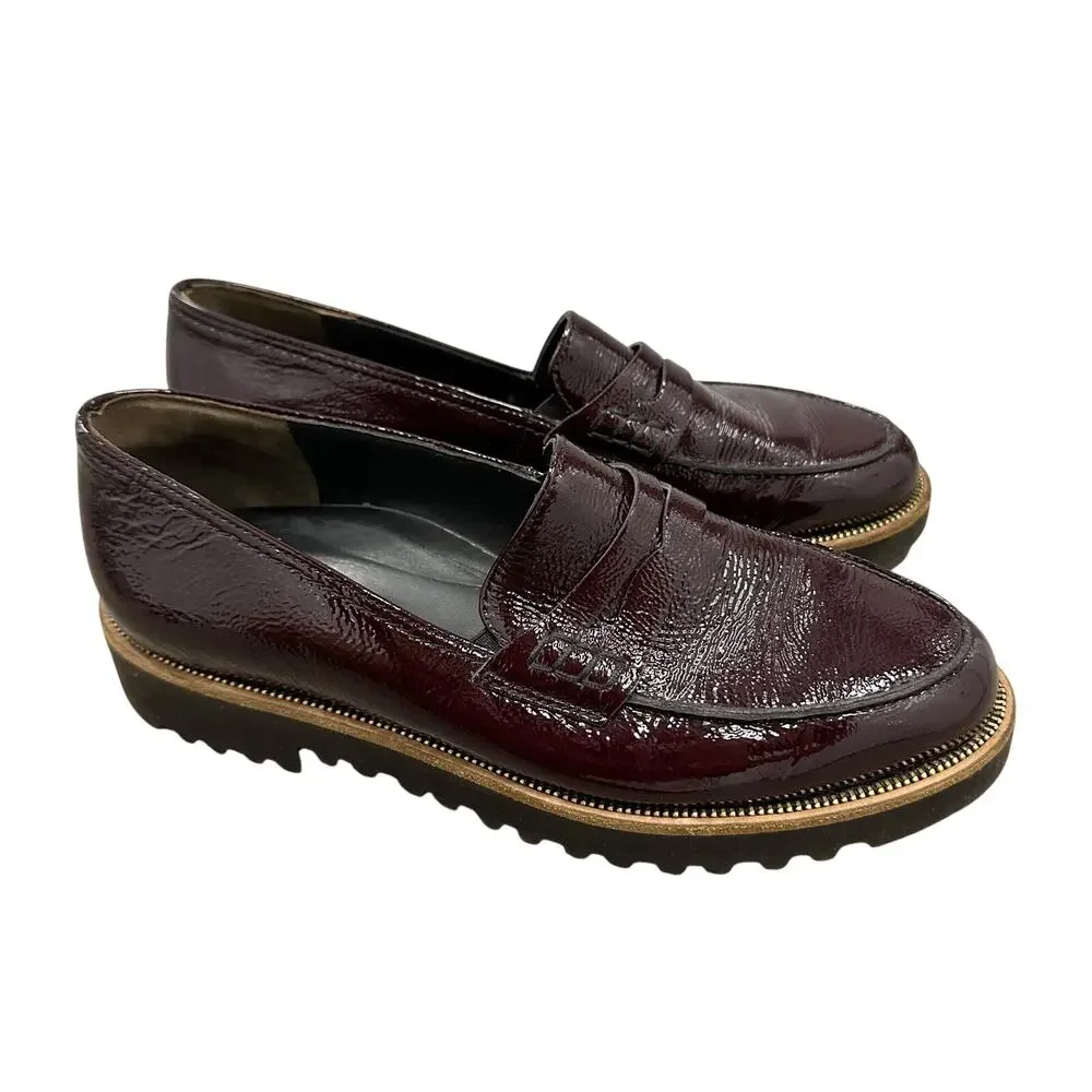 Paul Green Naomi Burgundy Patent Leather Lug Sole Loafer UK 5 US 7.5